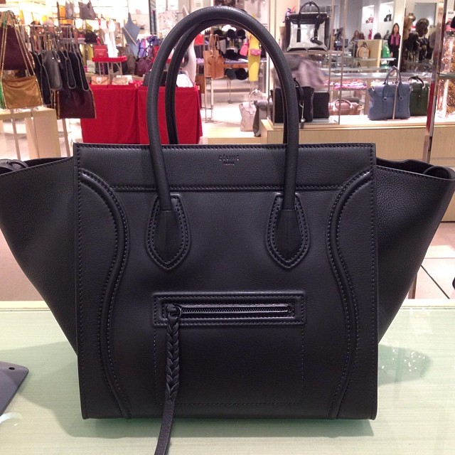 Cline Micro Luggage Tote in Smooth Black Calfskin ...  